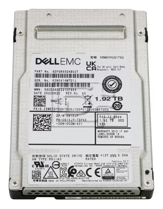 KIOXIA CD6-R 1.92TB U.3 NVMe Enterprise SSD product image