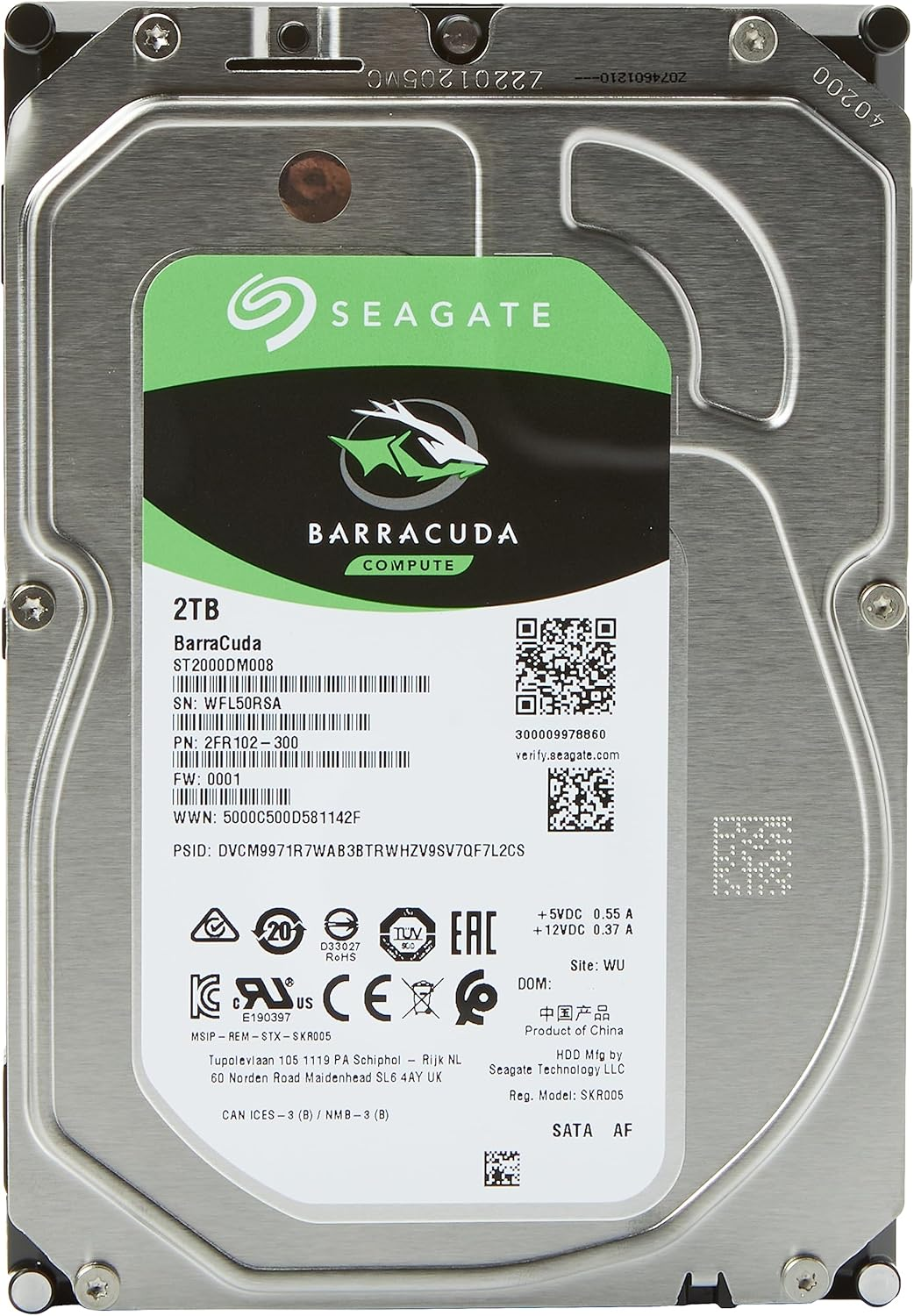 Seagate BarraCuda ST2000DM008 2 TB 3.5 SATA HDD product image