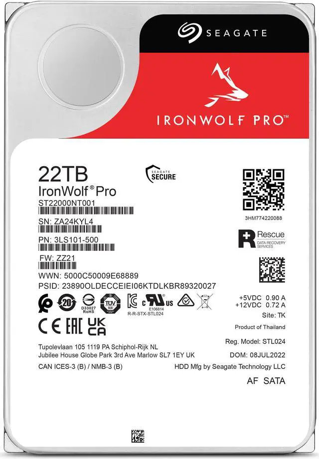 Seagate IronWolf Pro ST22000NT001 22 TB NAS HDD product image
