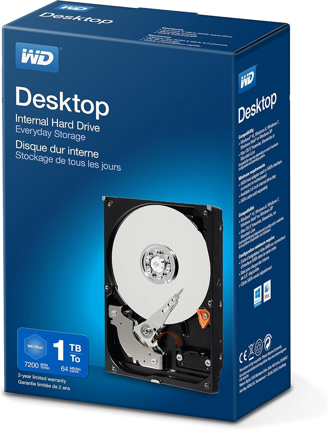 WD Blue WD10EZEX 1 TB 3.5 SATA HDD product image